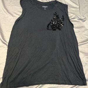 Torrid size 3 Gray Muscle Tee with Black Embellishment